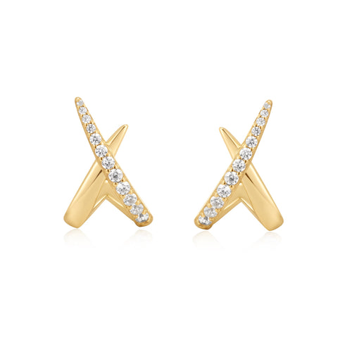 Gold Kiss Polished Pave Studs | Ania Haie Australia